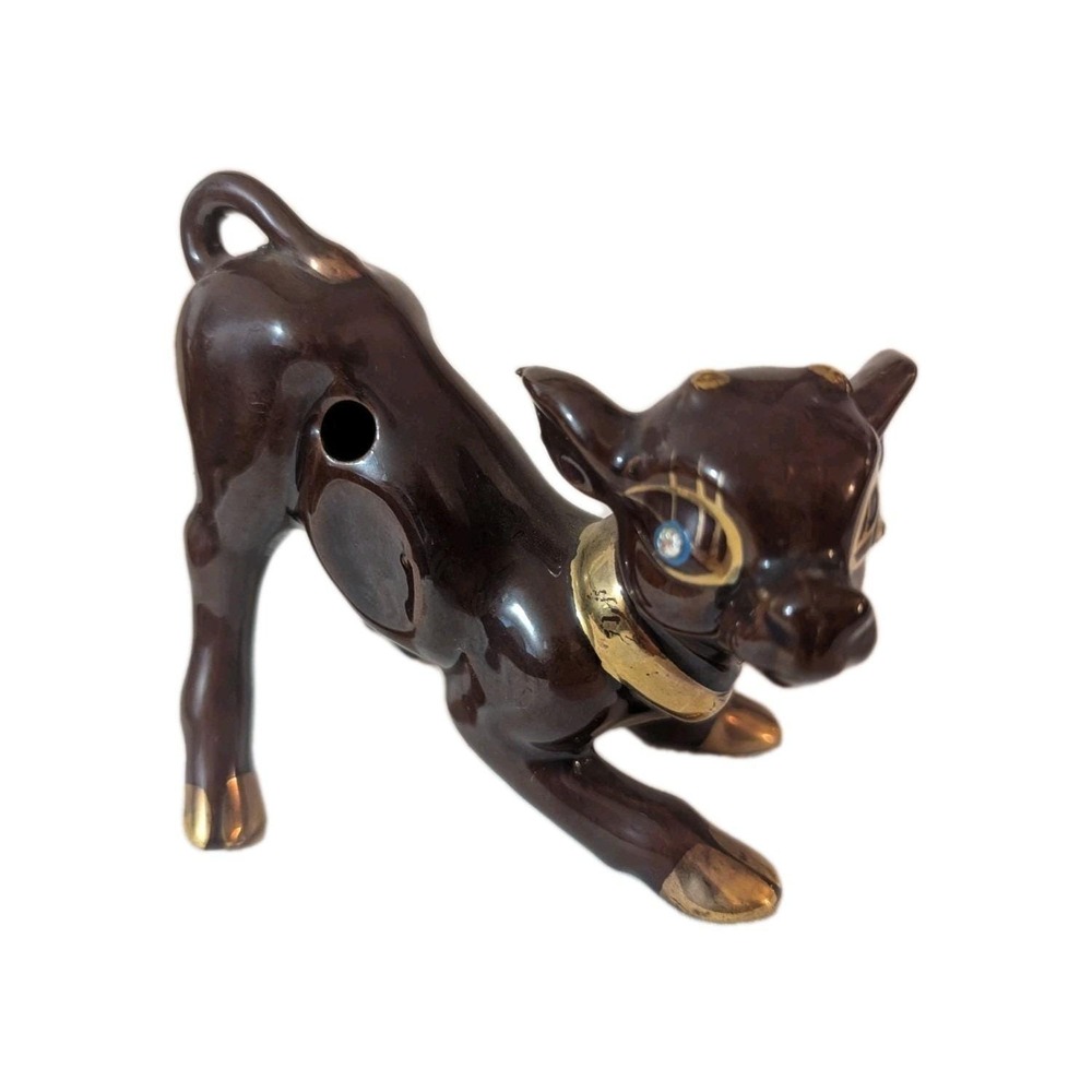 Vtg Tilso Japan Redware Pottery Ceramic Cow Flower Frog Pencil Chopstick Holder